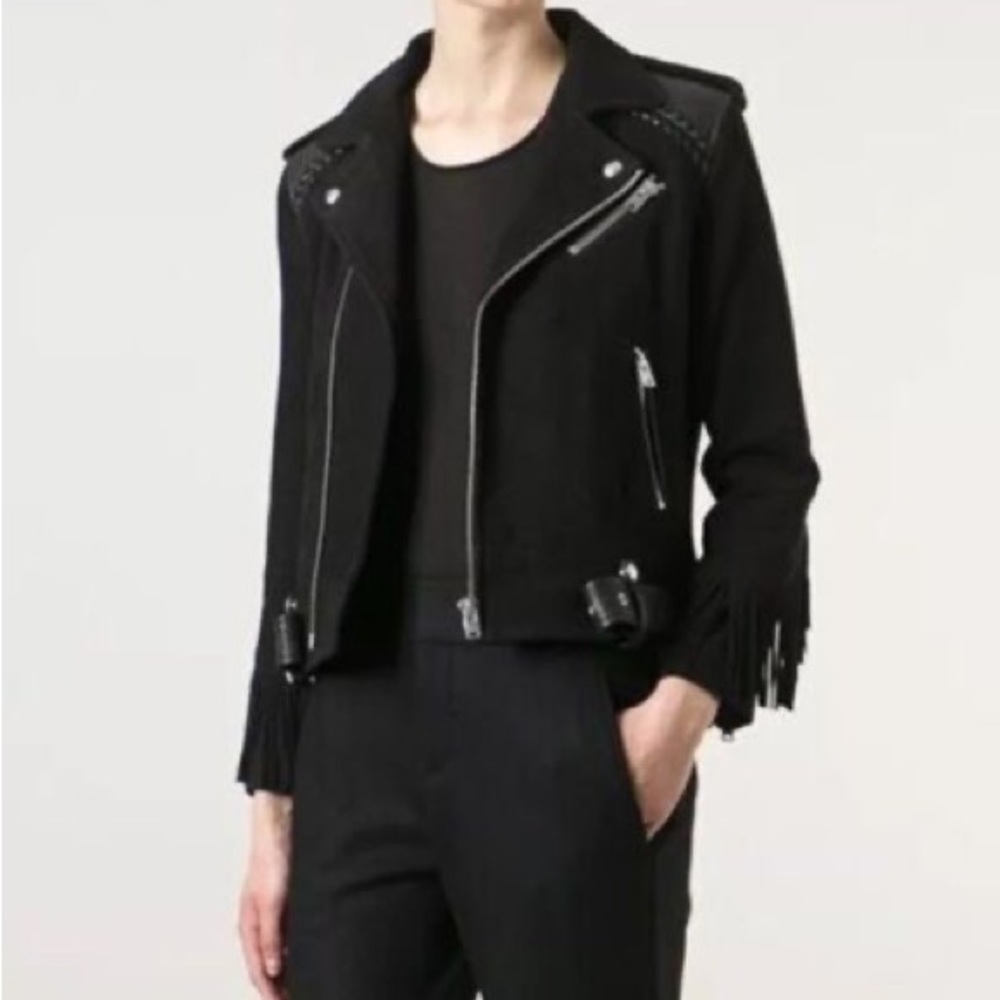 IRO Zerim Black Suede & Leather Moto Jacket